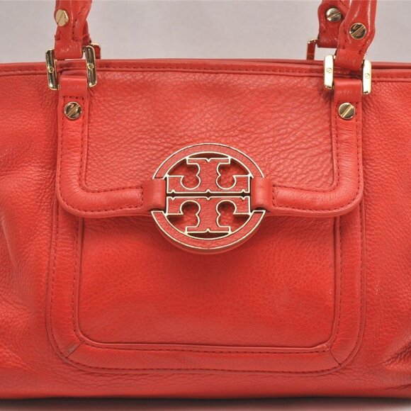 TORY BURCH Amanda Leather 2Way Shoulder Hand Bag Purse Orange - Picture 2 of 15